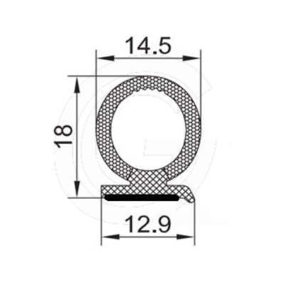 Sealing profile | EPDM | black | 18x14.5mm | per meter